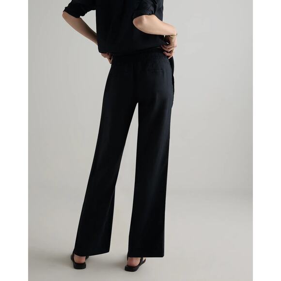 Quince Black Wide Leg Pants linen large - Picture 6 of 8